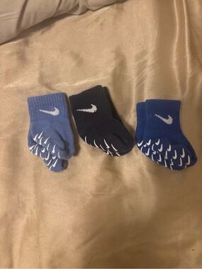 Nike Kids Non-Slip Grip Socks Trio - Light Blue, Navy & Royal Blue